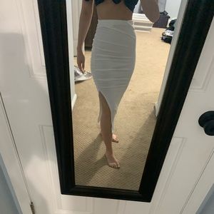 Ruched white skirt